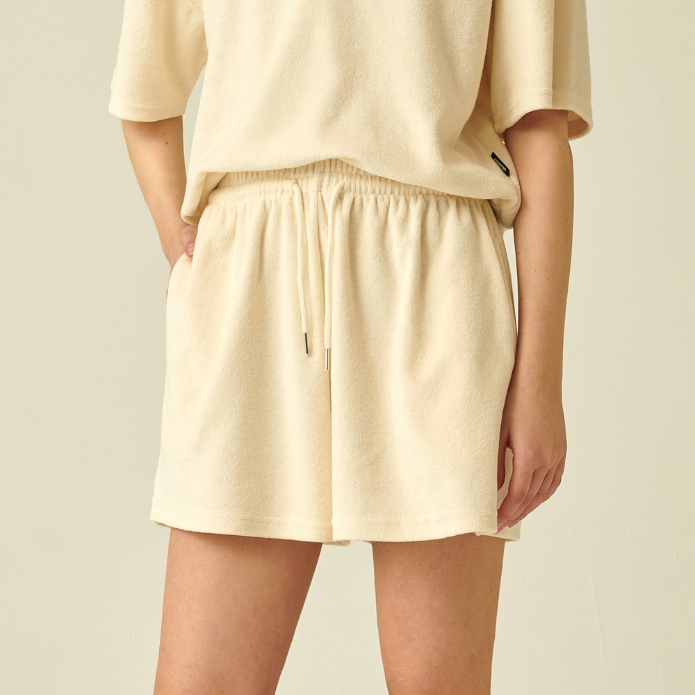 TERRY BANDING SHORTS IVORY
