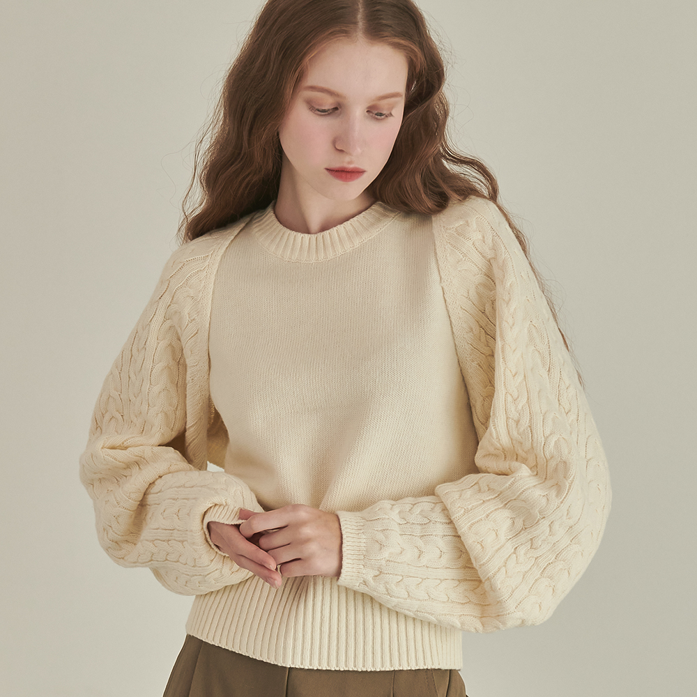 Cable Bollero Cashmere Knit Ivory