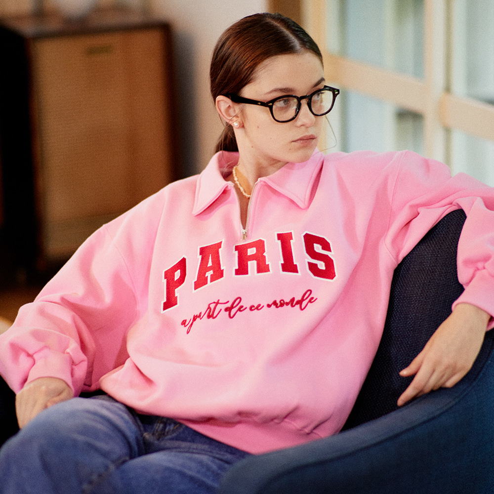 [RRxCB] Paris Univ Half zip-up Sweatshirts Pink[8/16예약배송]