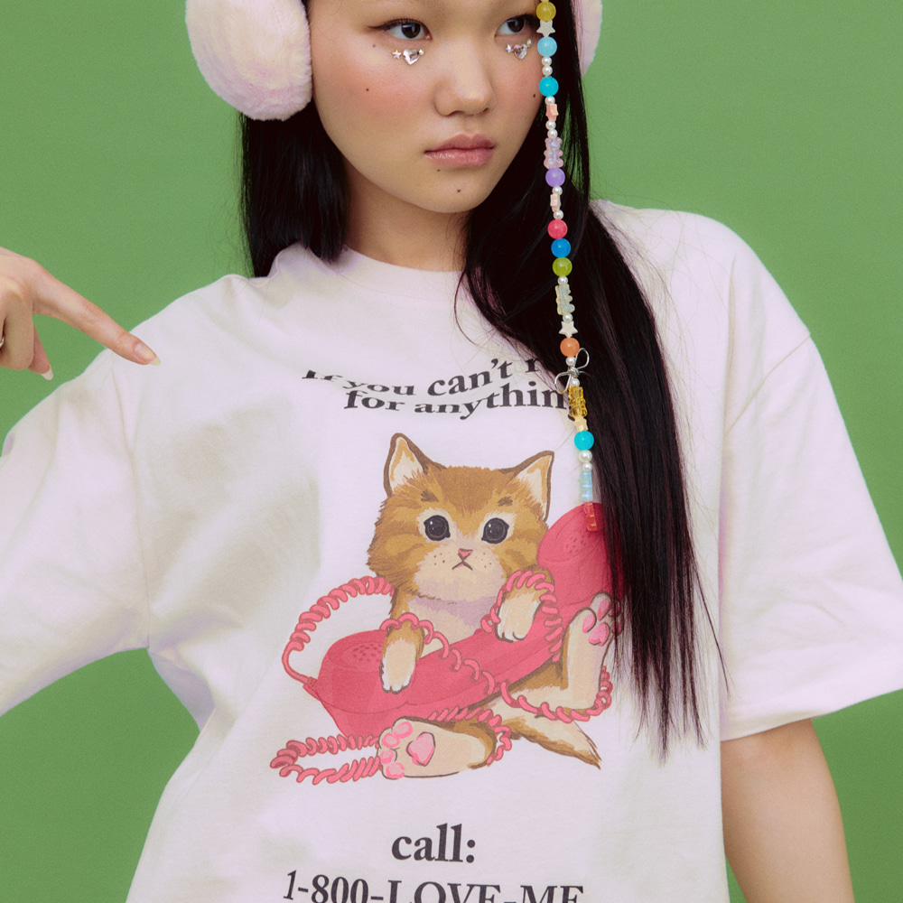CALL ME CAT OVER FIT T SHIRTS LIGHT PINK