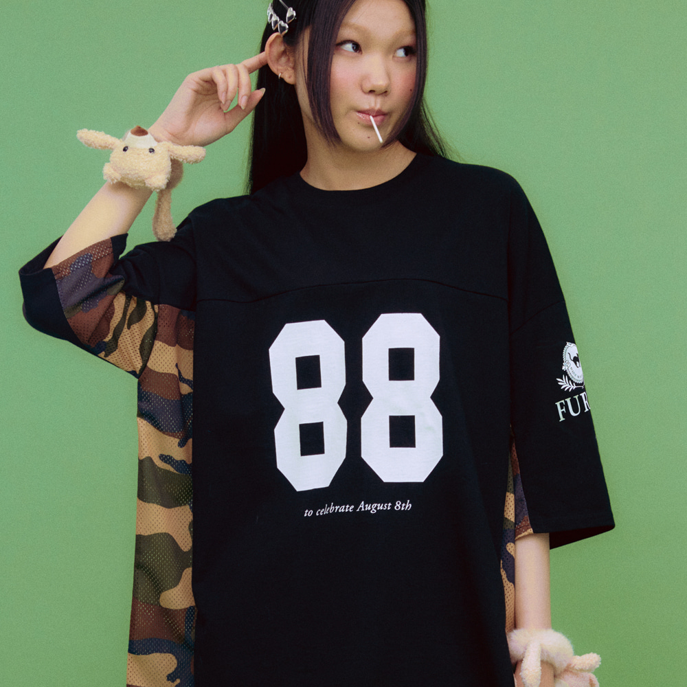 MESH FOOTBALL OVER FIT T SHIRTS CAMOUFLAGE BLACK