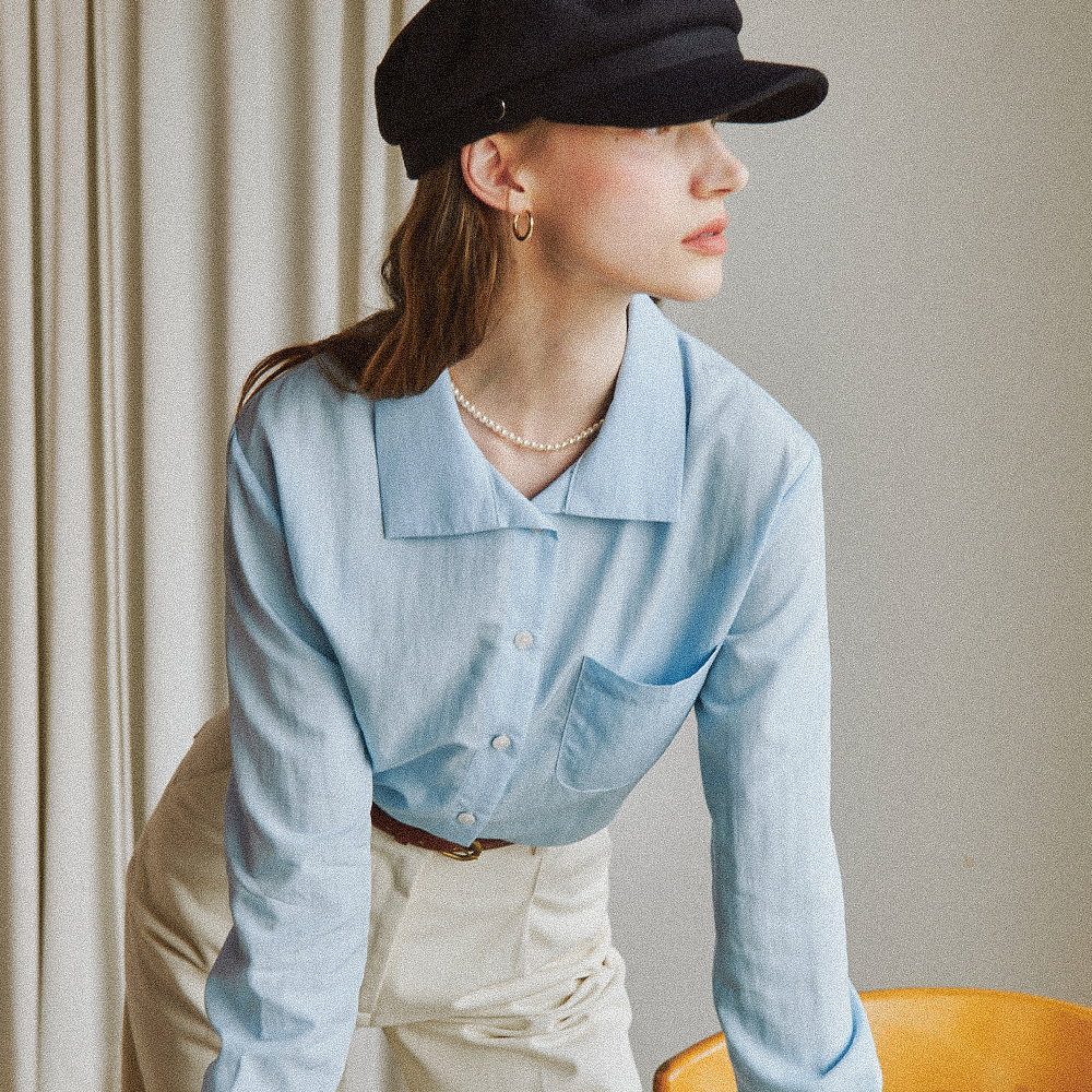 FRENCH WIDE COLLAR SHIRTS SOFT BLUE