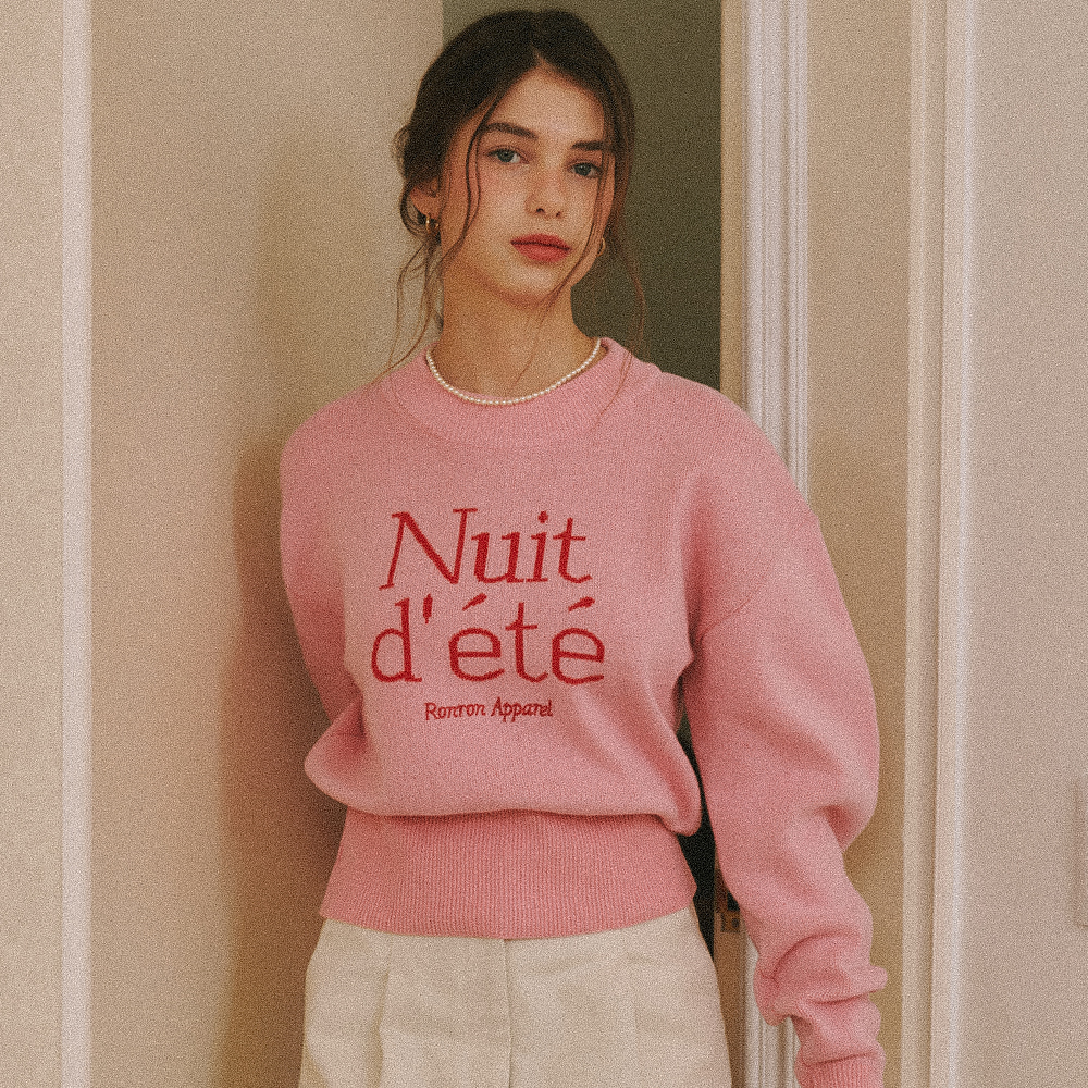 NUIT D ETE BALLOON KNIT PULLOVER PINK