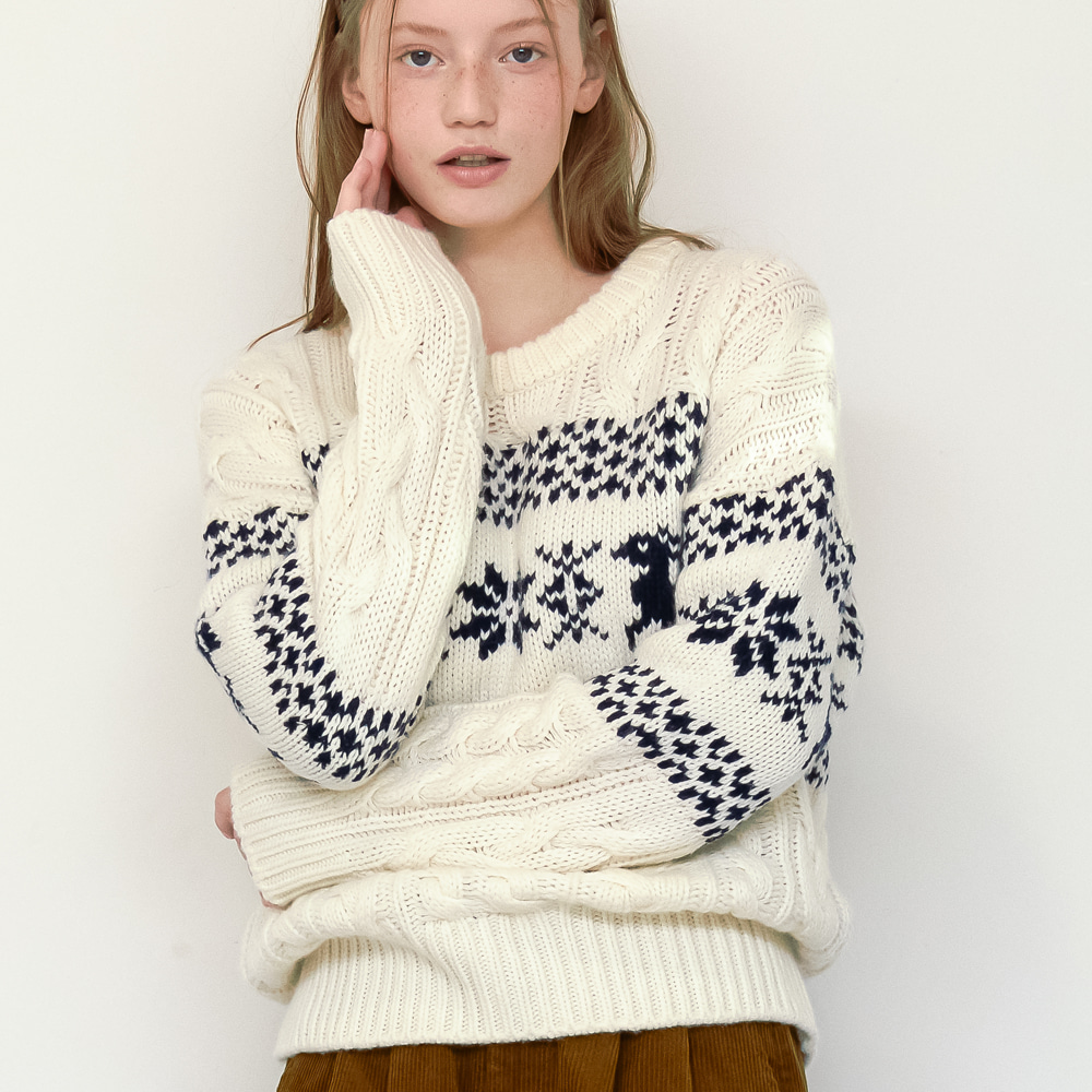 NORDIC CABLE KNIT IVORY