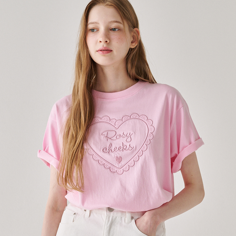 ROSY CHEEKS HEART BASIC FIT T SHIRT PINK