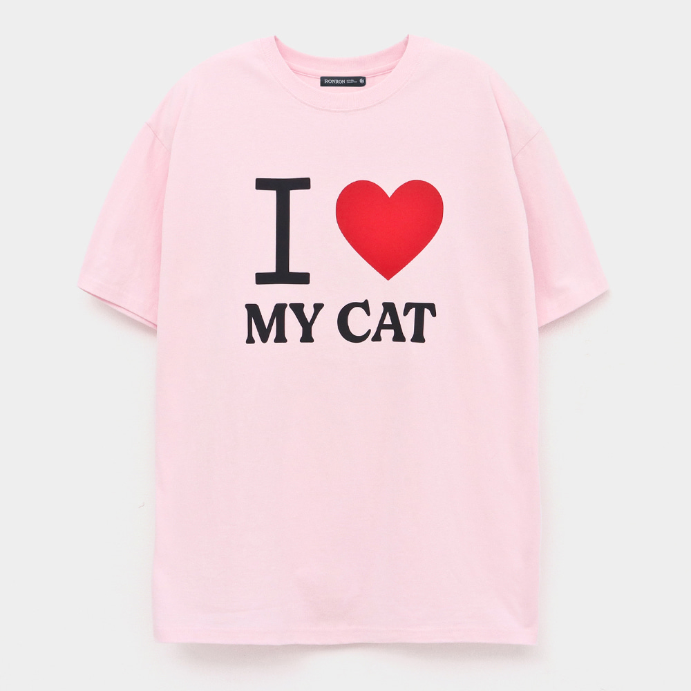 LOVE MY CAT OVER FIT T SHIRTS LIGHT PINK